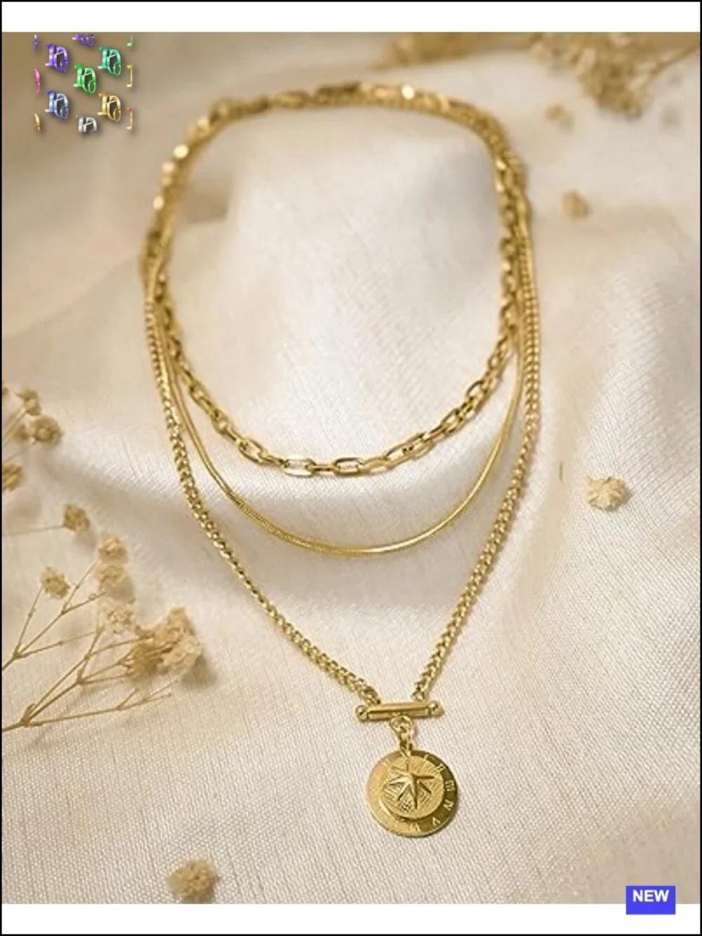 Gold Plated Layered Necklace Set - Dainty Pendant Necklaces for Women